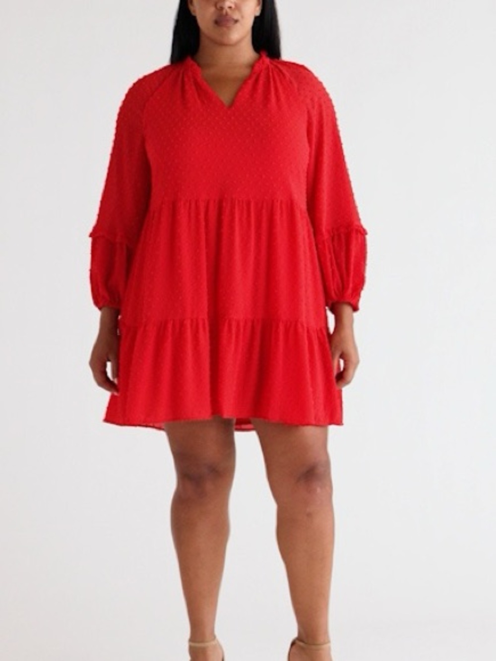 Nordstrom Red Tiered V-Neck Mini Dress